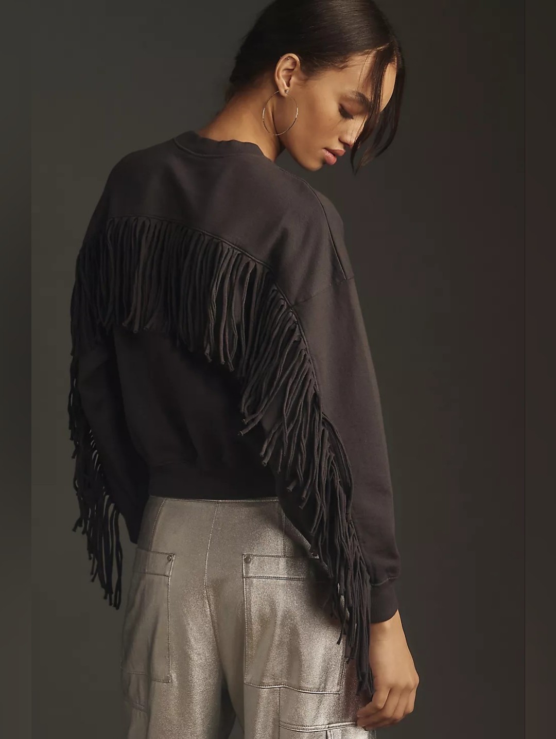 Clare V. Drop Fringe Sweatshirt, Size Small